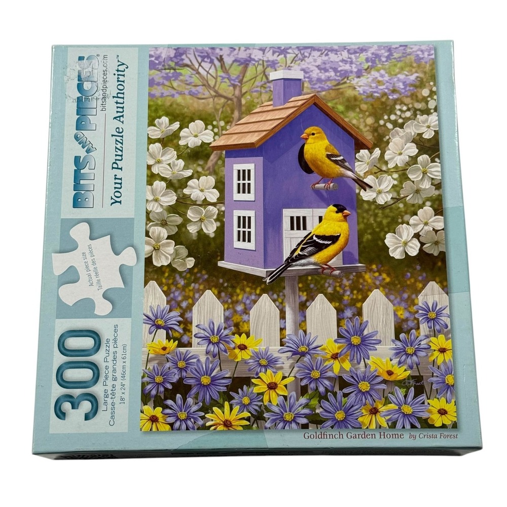 Bits And Pieces Goldfinch Garden Home Large Format 300 Pcs Puzzle Complete